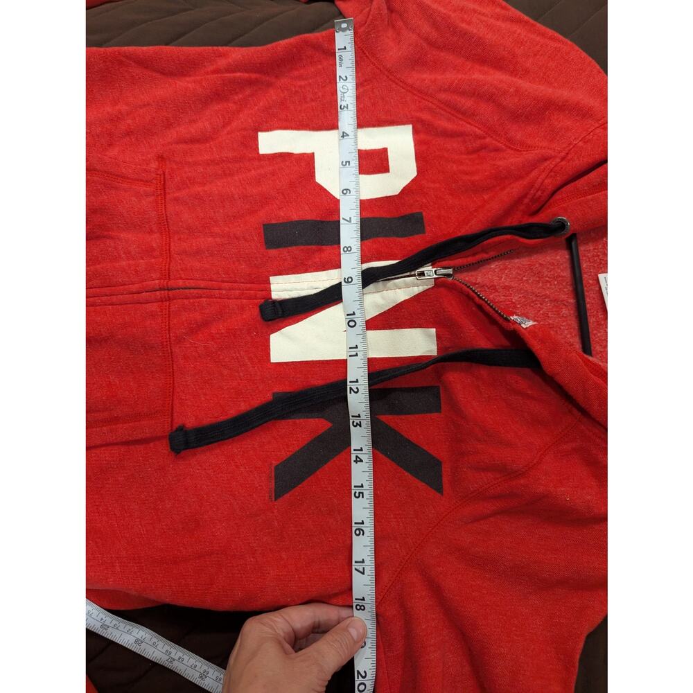 Red Zip Up Draw String Hooded Sweatshirt By Pink … - image 5
